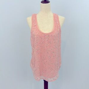Candie’s Pink Tank Top With Iridescent Sequins  Size L
